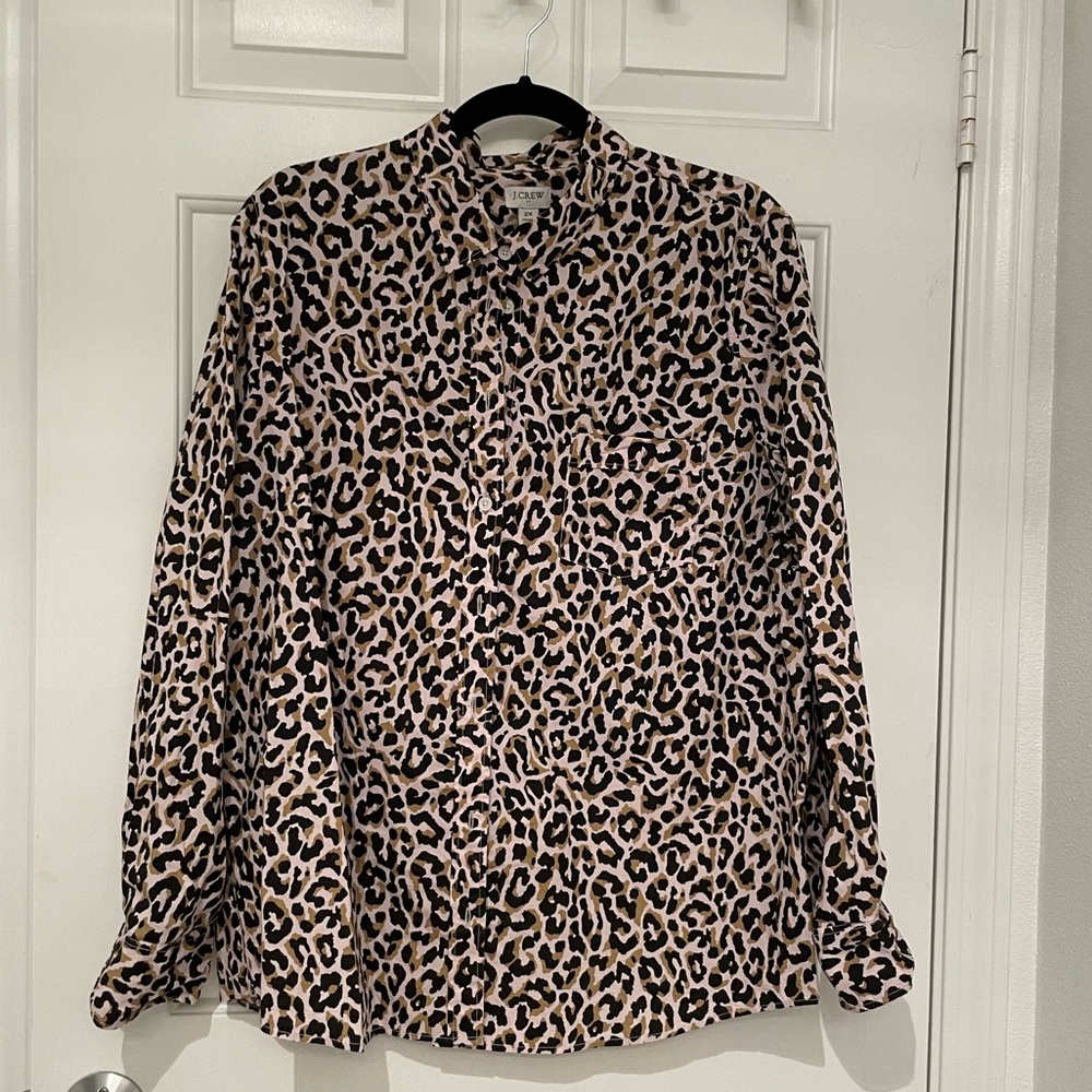 Leopard Button-Up Cotton Shirt
